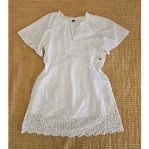 Old Navy White Eyelet Mini Dress Cotton Embroidered Babydoll NWT Cottagecore